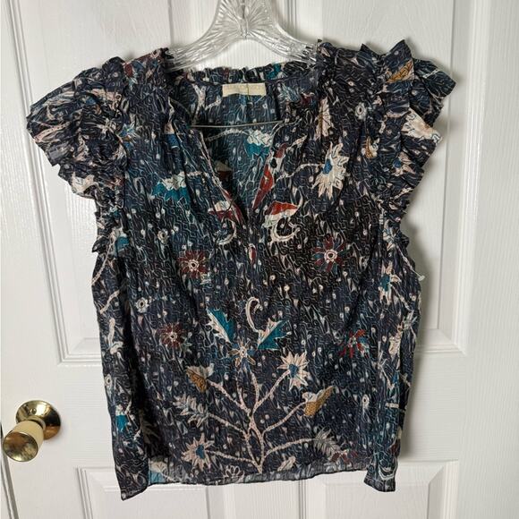 Ulla Johnson Fleur Cotton Top in Jet Floral Print 10 - Picture 2 of 8